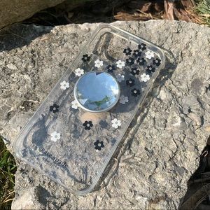 Kate Spade clear black white flower iPhone 12 case